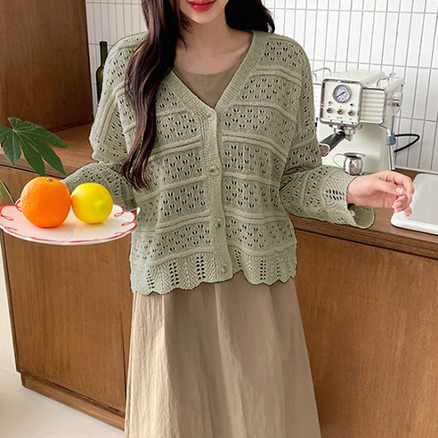 레몬소울 여성용 키아로 펀칭 루즈 가디건