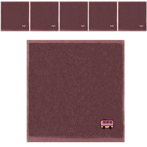 송월타월 개인 위생핸드 고리수건 토이키즈A 40g, 갈색(버스), 6개