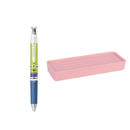 유니볼 RE 지워지는 볼펜 3색 3타입 0.5mm + 델리 누사인 2단 펜트레이 세트, 알린페이스(볼펜), 핑크(펜트레이), 1세트
