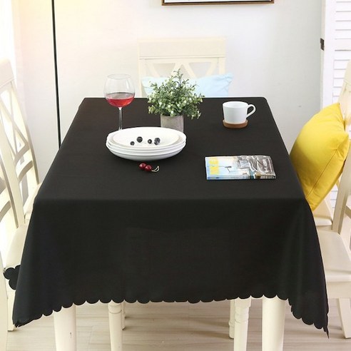 마켓감성 단색 홈파티 사각 테이블보, 블랙, 160 x 180 cm, 1개