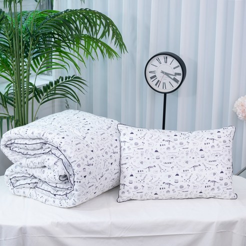 아띠블랑 아동용 순면 베개 + 차렵이불 세트, 디노월드, 베개(70 x 50 cm), 차렵이불(200 x 150 cm)