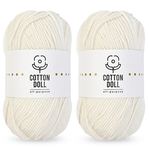 니뜨 코튼돌 뜨개실 50g, 2개, 2아이보리