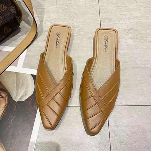 스타 여성용 줄무늬 뾰족 뮬