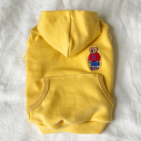 바이담수미 강아지 코튼 곰후드 티셔츠, 옐로우
