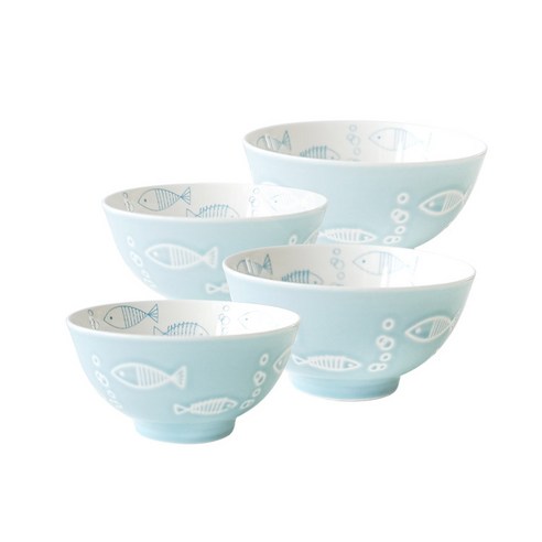 아쿠아리오 공기 2p + 대접 2p 세트, 블루, 블루 공기 2p + 대접 2p