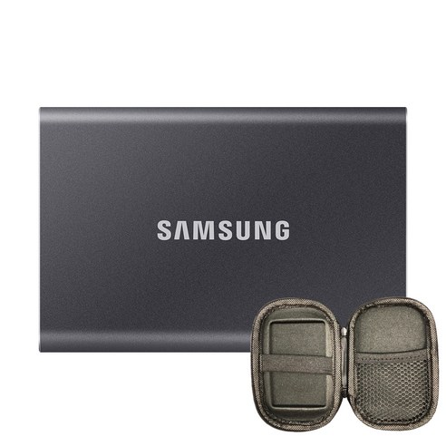 삼성전자 외장SSD T7 MU-PC1T0T/WW + 파우치, 타이탄 그레이, 1TB