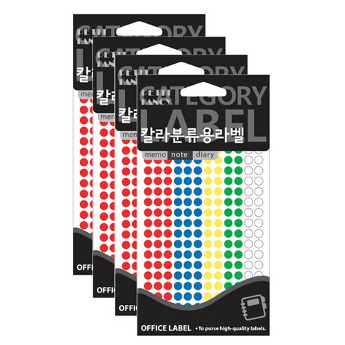 쁘띠팬시 칼라분류용 라벨 원형 20-306A 12p, 12개입, 4개