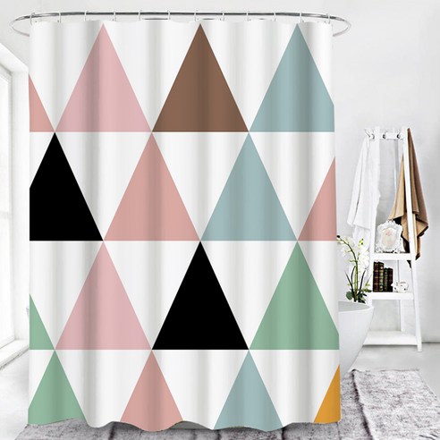 마켓에이 블랙앤화이트 패턴 샤워커튼 TYPE20 150 x 180 cm, 1개