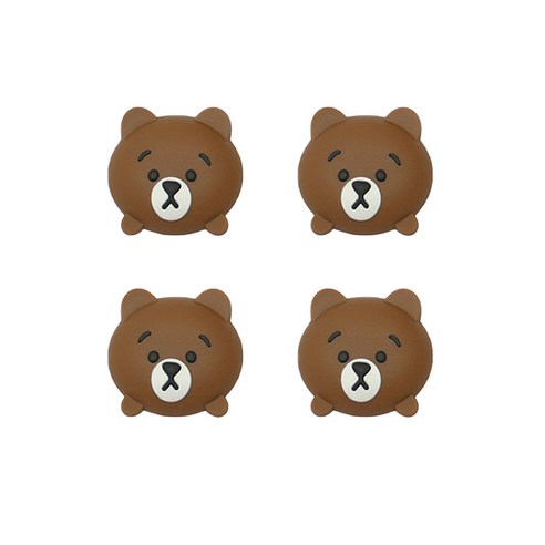 문콕 방지 말랑말랑 실리콘 보호패드, 갈색 곰, 4개