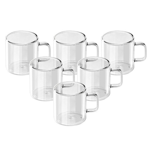 칼딘 더블월 컬러풀 머그컵 400ml, 클리어, 6개