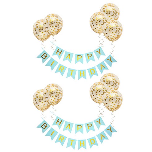 마켓감성 생일파티 가랜다 + 스팽글 풍선 5p, 타입3, 2세트