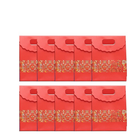 레인보우 손잡이 선물 포장 가방 10개, 오렌지