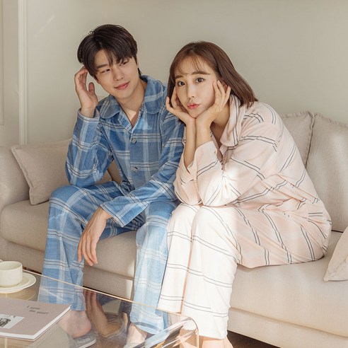 도씨 커플용 극세사 카라 수면 잠옷 세트