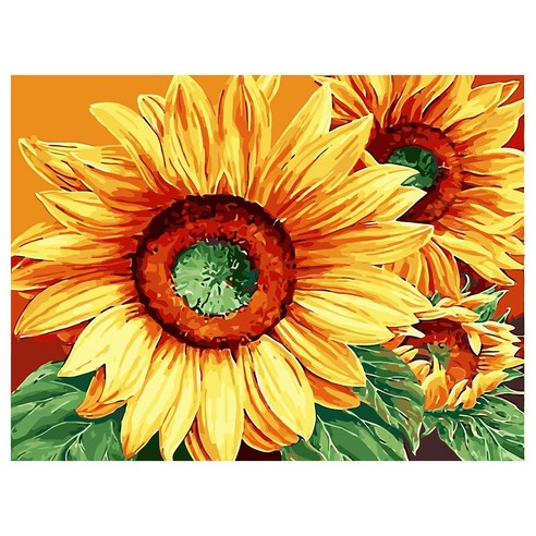 메이리앤 보석십자수 DIY 비즈공예 키트 40 x 30 cm, 0007.해바라기 세 송이, 1세트