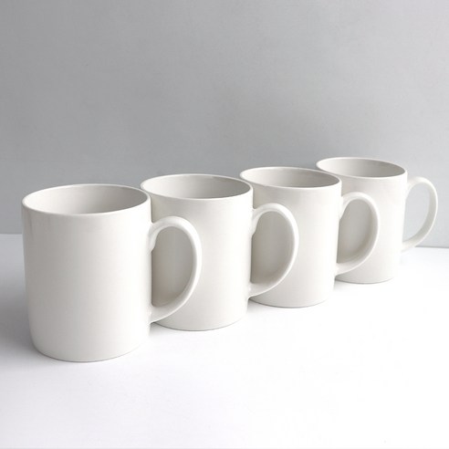 해피정코리아 심플 머그컵 350ml, 유광화이트, 4개