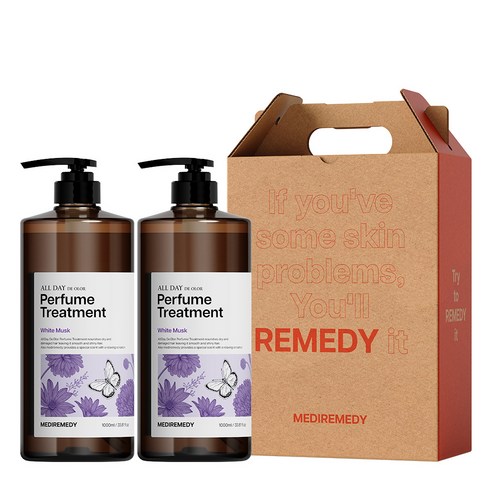 메디레머디 퍼퓸 트리트먼트+트리트먼트 선물포장 화이트머스크 1000ml, 2개