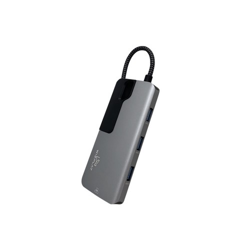 위즈플랫 USB C 6in1 다기능 허브 어댑터 CH06, 그레이, 1개