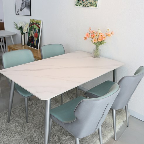 참갤러리 로아 6인 세라믹 1600 식탁 + 의자 4P 세트 방문설치, 화이트(식탁), 민트(의자)