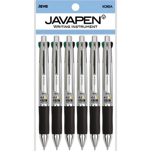 자바펜 제트4+1M 멀티펜 0.7mm, 메탈실버, 6개