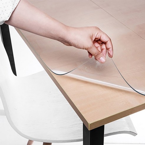 쾌청 식탁용 라운드컷 테이블 매트, 투명, 가로 80cm x 세로 130cm x 두께 3mm