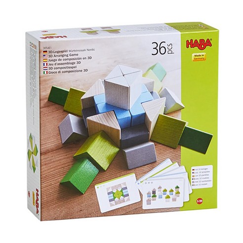 하바 3D 북유럽 모자이크 원목 블록 HB305461, 혼합색상