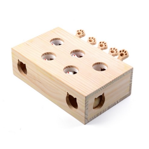 고양이 두더지잡기 단면 장난감 5홀 33.5 x 20.2 x 10 cm, 네추럴, 1개