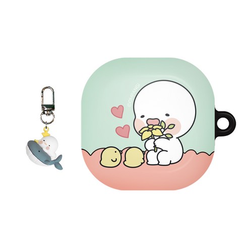 옴팡이 멜로우 갤럭시 버즈 라이브 / 프로 슬림하드 케이스 + 키링 세트, 수다팡(케이스), 랜덤발송(키링)