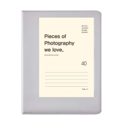 문구백서 비비드 5x7 포켓식 포토앨범, 옐로우(흑색내지), 40매