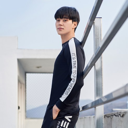 벤디스 남성용 래쉬가드세트 서퍼다크 Z015, 블랙