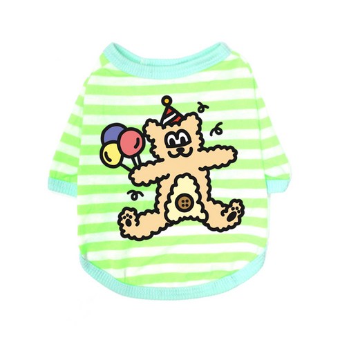 블랭크도그 강아지 벌쓰데이베어 티셔츠, GREEN
