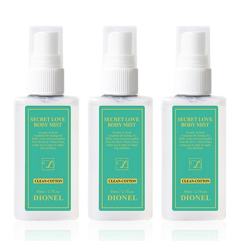 디오넬 시크릿러브 바디미스트 클린코튼, 80ml, 3개