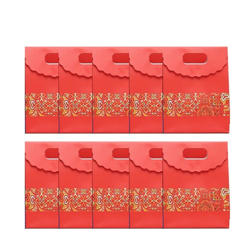 레인보우 손잡이 선물 포장 가방 10개, 오렌지