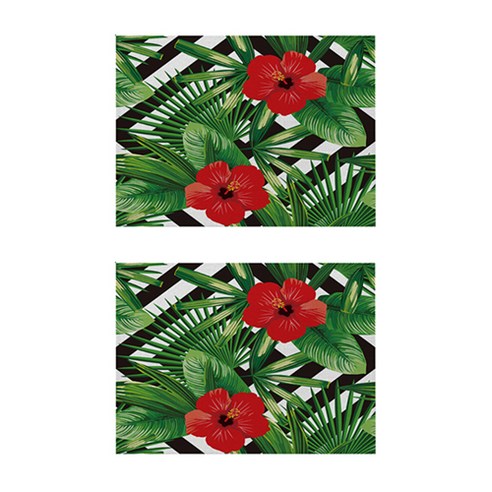 알로하와이 열대동식물 코튼 플레이스 매트 2P, 02, 32 x 21 cm