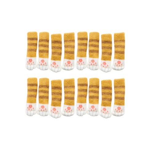 층간소음 야옹이 의자 발커버 16p, 노랑줄무늬
