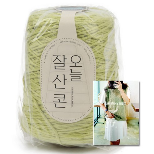 브랜드얀 DIY 오늘 잘 산 콘 순면콘사 10합 + 도안집 5종 세트, 1세트, 6283번 그린애플