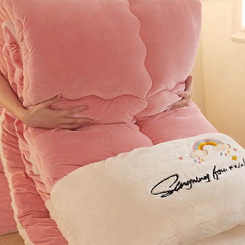 파묻혀서 자고 싶은 포근포근 두툼 자수 겨울 싱글 이불 5kg, 핑크
