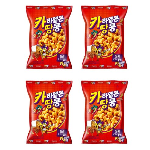 크라운 카라멜콘 땅콩 스낵, 56g, 4개