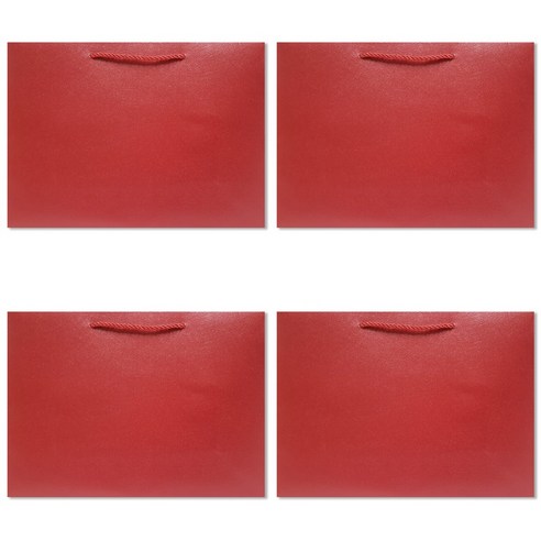 홀마크 단색 무지 가로형 쇼핑백 4p, 레드