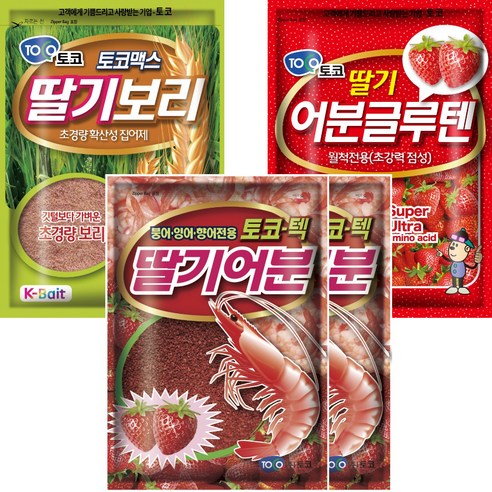 토코 떡밥 딸바보 딸기어분 2개 + 딸기보리 + 딸기어분글루텐 세트, 1세트