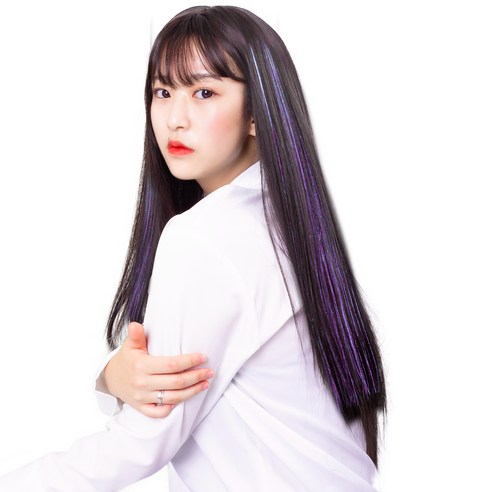 가발위드 똑딱핀 반짝이 붙임머리 브릿지, 퍼플, 3개
