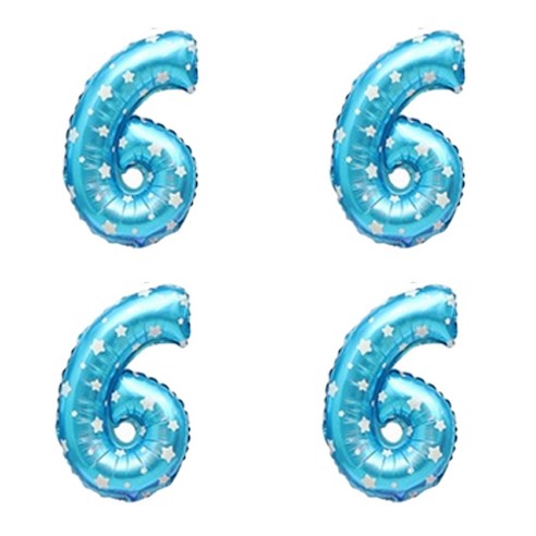 숫자 은박 풍선 소, 별블루 6, 4개