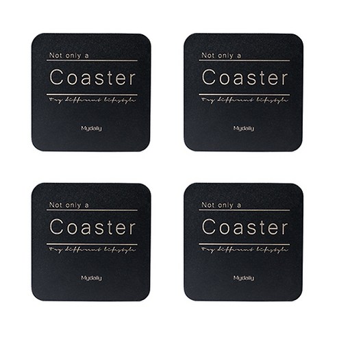 북유럽 홈 카페 레터링 코스터 4p, 블랙 스퀘어