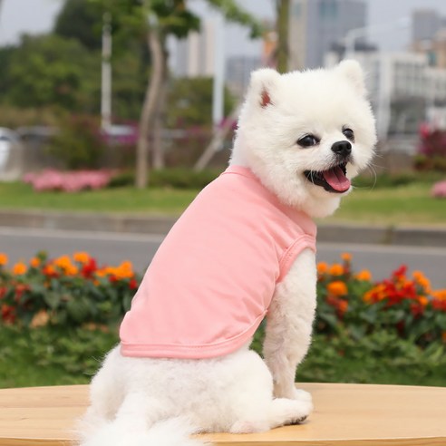 반려동물 알럽펫 민소매 평상복 면 조끼, 핑크