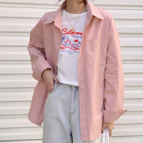 핑크시슬리 여성용 베이직 트임 언발 셔츠
