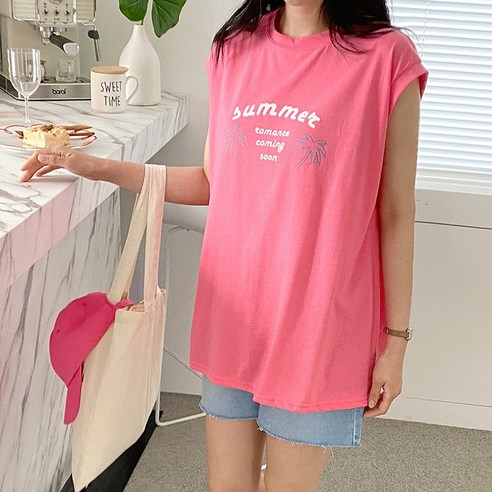 후니네 빅사이즈 임산부 민소매 티셔츠