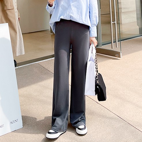 디어로라 여성용 와이드 부츠컷 밴딩 팬츠