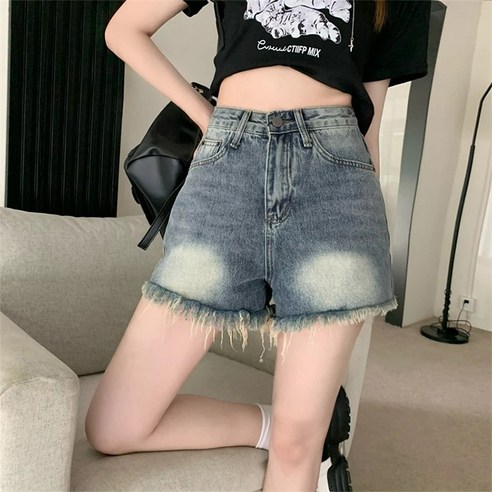 여성용 블랙101 토브 워싱 빈티지 데님 반바지 B235WF00574