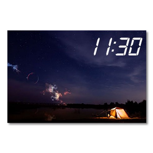 홈마인 LED 캔버스 프린팅 액자 시계 캠핑, 600-HM-CAMPING-06