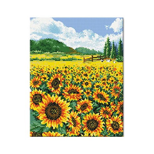 코쿼드 DIY 액자형 보석십자수 세트 40 x 50 cm, 해바라기 물결(DP711), 1세트