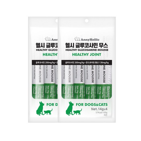 애니홀릭 헬시 글루코사민 무스 건강보조제 14g x 4p, 치킨맛, 2개
